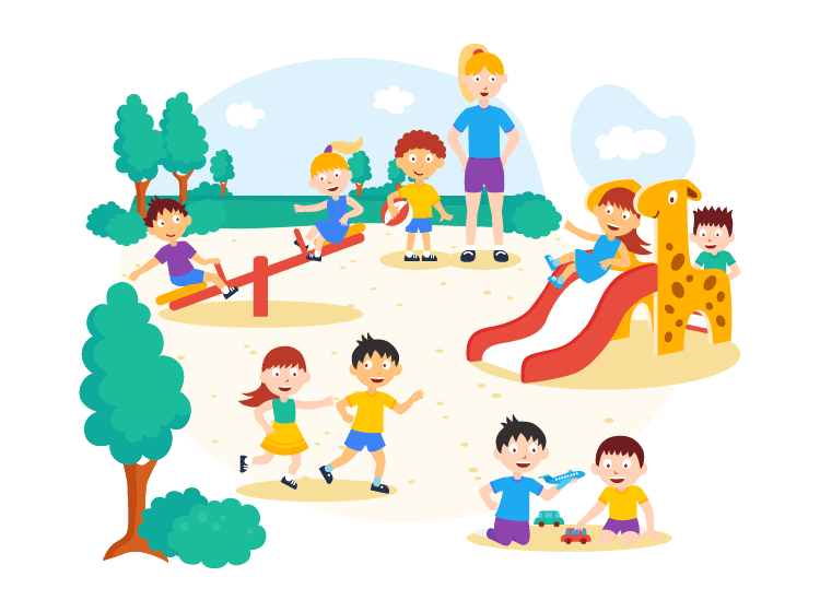 Teacher enabling outdoor environments at childcare